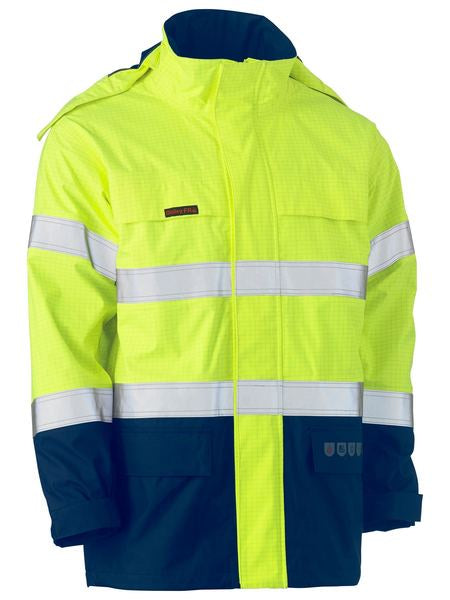 BJ8110T BISLEY TAPED TWO TONE HI VIS FR WET WEATHER SHELL JACKET - ON THE GO SAFETY & WORKWEAR