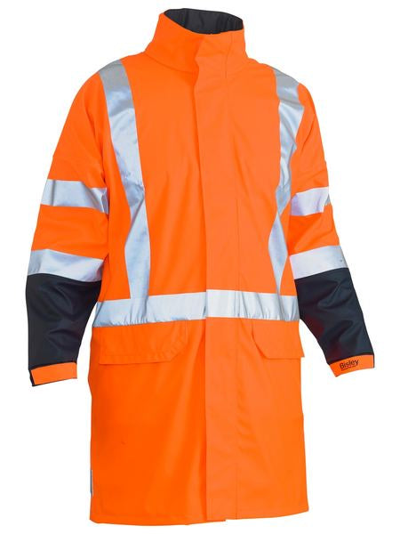 BJ6955XT BISLEY TTMC-W 3M X TAPED TWO TONE HI VIS STRETCH PU RAIN COAT - ON THE GO SAFETY & WORKWEAR