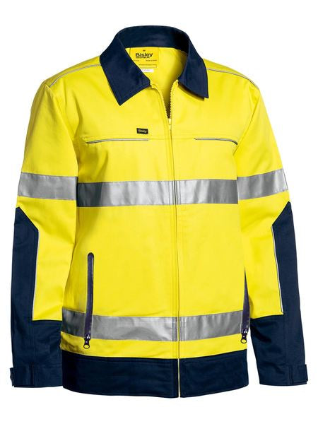 BJ6917T BISLEY 3M TAPED TWO TONE HI VIS LIQUID REPELLENT COTTON DRILL JACKET - ON THE GO SAFETY &amp; WORKWEAR