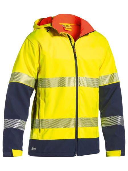 BJ6934T BISLEY TAPED TWO TONE HI VIS RIPSTOP SOFTSHELL JACKET - ON THE GO SAFETY & WORKWEAR