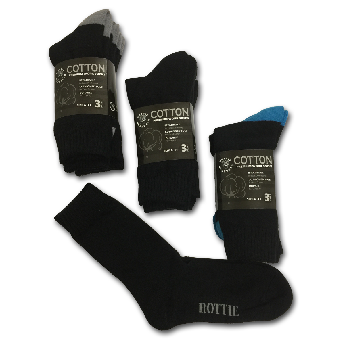 Rottie Cotton Socks 3 Pack RWCS