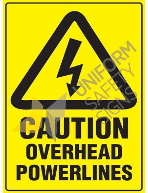 367L CAUTION OVERHEAD POWERLINES YELLOW SIGN - Polypropylene 600x450mm