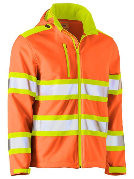 BJ6222T BISLEY TAPED DOUBLE HI VIS SOFTSHELL JACKET - ON THE GO SAFETY &amp; WORKWEAR