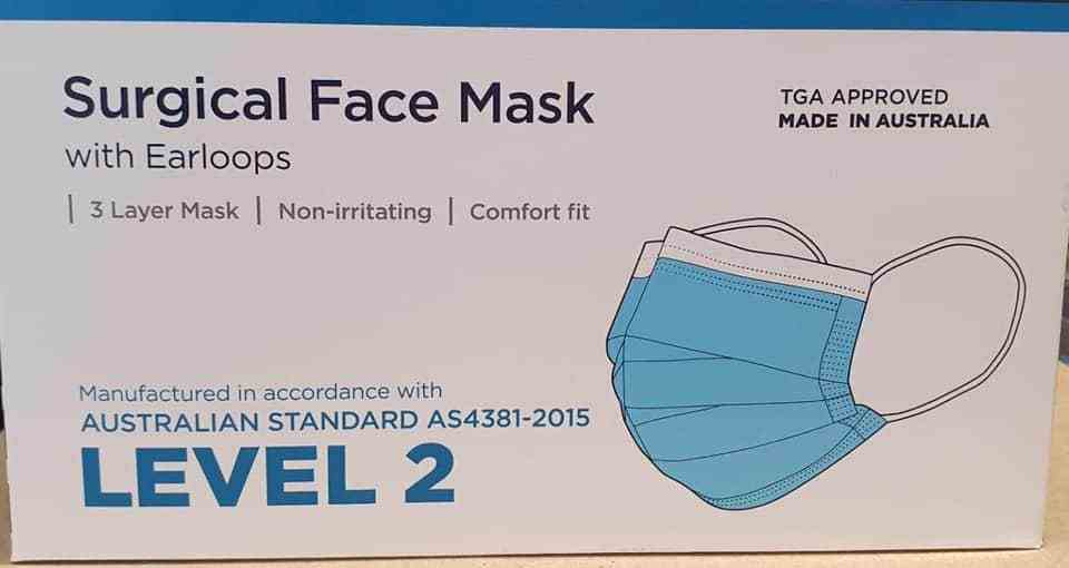 Face Mask With Ear Loops - Level 2 - 50 Box AUSTRALIAN MADE